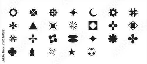 Black collection of Stars, isolated on white background.  Stars in modern simple flat style. Vector illustration. Stars sparkles vector