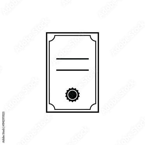 Certificate icon with seal and lines for text