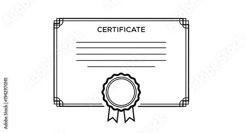 Certificate Illustration With Ribbon And Border