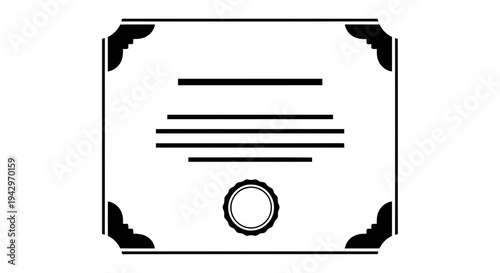 Certificate with ornate corner decorations and seal