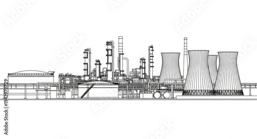 Industrial Factory Complex Technical Drawing.