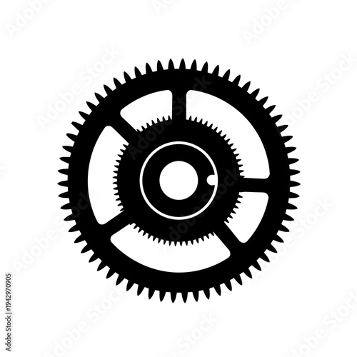 Vector illustration of a mechanical gear and metal cogwheel representing industrial engineering technology and teamwork concept for business machinery parts