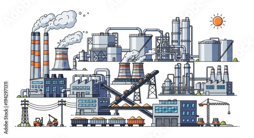 Industrial Factory Complex with Infrastructure.