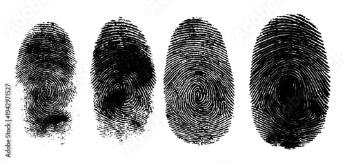 Abstract forensic grunge set fingerprint background texture. vector black grunge fingerprint distressed dirty background design element.