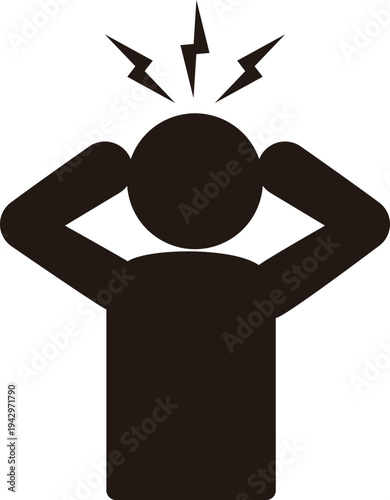 頭が痛い人のピクトグラム
