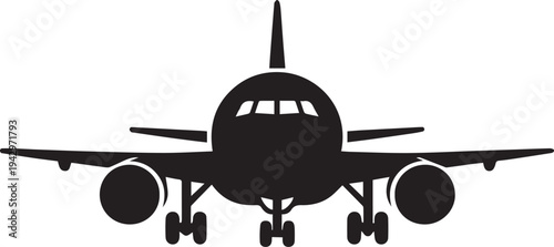 Airplane Front View Vector Silhouette
