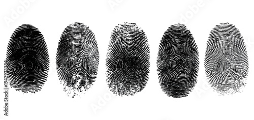 Abstract forensic grunge set fingerprint background texture. vector black grunge fingerprint distressed dirty background design element.