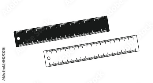 Two rulers one black and one white in a graphic silhouette