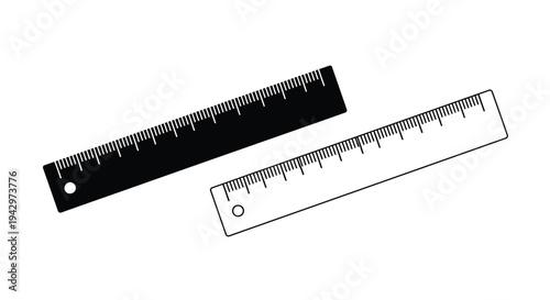 Two rulers one dark and one light in a simple composition silhouette