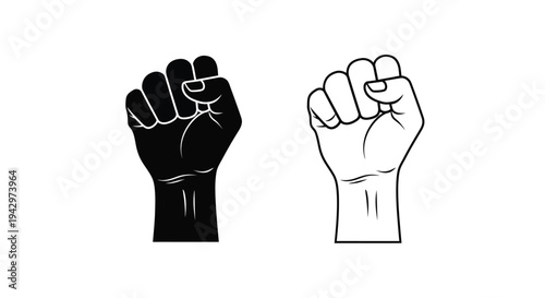 Two hands making fists one dark and one light in silhouette