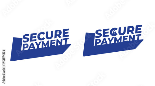 Secure Payment Badge Icon – Blue Trusted Checkout Label for Ecommerce, Online Transaction Safety Banner