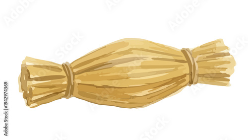 Watercolor-style traditional Japanese natto in straw, fermented soybeans, healthy food／藁納豆