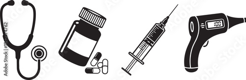 Medical and hardware tools for health and repair isolated on transparent background, Vector