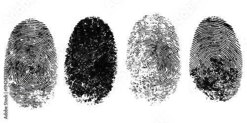 Abstract forensic grunge set fingerprint background texture. vector black grunge fingerprint distressed dirty background design element.