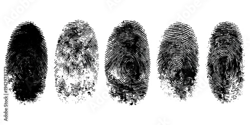 Abstract forensic grunge set fingerprint background texture. vector black grunge fingerprint distressed dirty background design element.