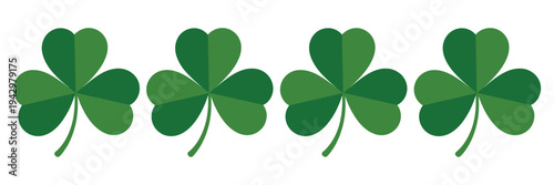Shamrock icon, flat vector illustration of four leaf clover, Happy St. Patrick’s Day symbol, good luck leaf for apps and website design