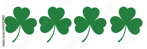Shamrock icon, flat vector illustration of four leaf clover, Happy St. Patrick’s Day symbol, good luck leaf for apps and website design