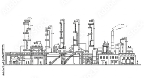 Industrial Factory Complex with Towers.