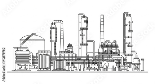 Industrial Factory Complex with Towers.
