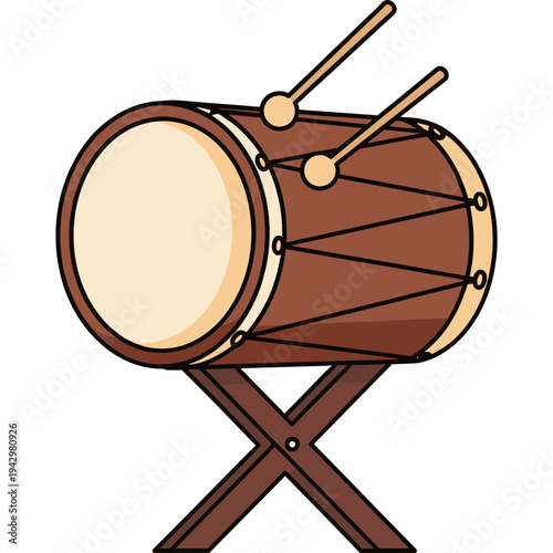 Celebration Beat: A meticulously crafted drawing showcases a drum, complete with sticks, poised and ready to create rhythmic pulse and musical magic.