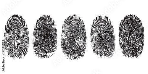 Abstract forensic grunge set fingerprint background texture. vector black grunge fingerprint distressed dirty background design element.
