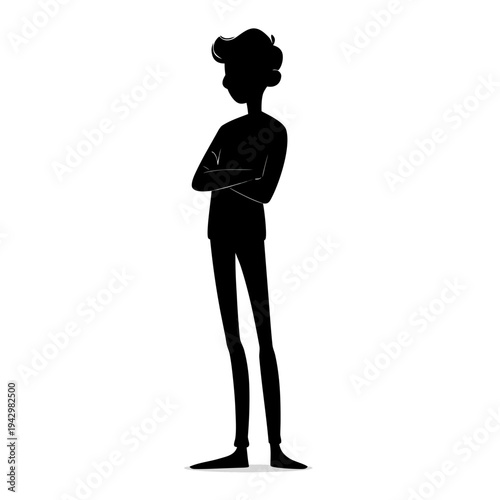 black silhouette of a calm and relaxed man with phlegmatic personality