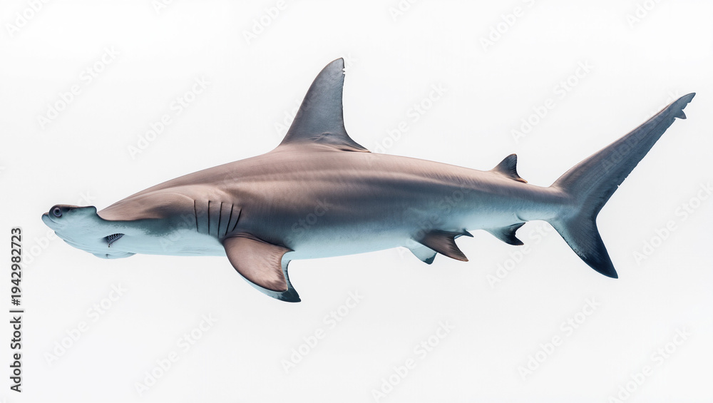 Fototapeta premium Graceful Hammerhead Shark Swimming in Clear Water