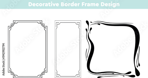 Vector set of classic notched corner borders. Abstract organic fluid ink frames and sweeping line accents. Minimalist creative layout banner collection vector illustration design