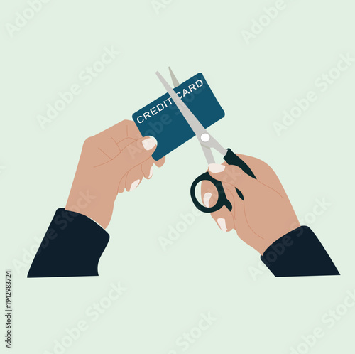 hand cutting ATM card. vektor