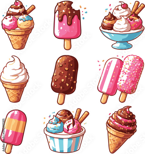 Colorful Ice Cream Treats Collection