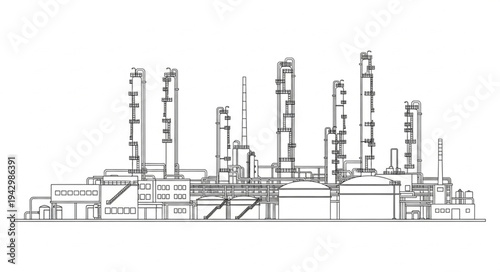Industrial Factory Complex with Towers.