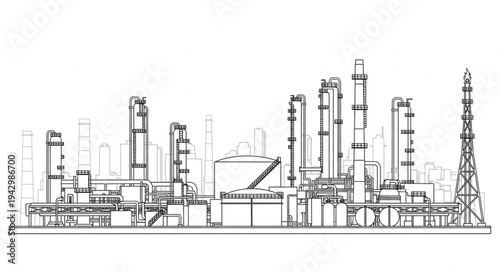 Industrial Factory Complex with Towers.