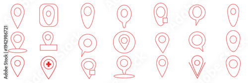 Minimal location pin outline icon vector set with modern map pointer navigation symbols. Eps 10