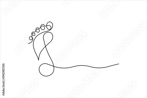 Continuous one line drawing of human footprint line art vector