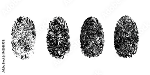 Abstract forensic grunge set fingerprint background texture. vector black grunge fingerprint distressed dirty background design element.