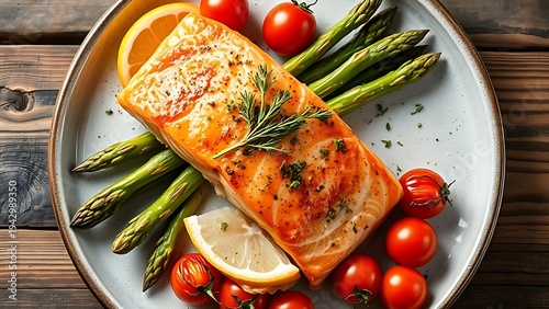 Perfectly cooked salmon with roasted vegetables, highlighting a delicious and healthy meal presentation.