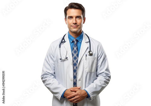 a smiling doctor standing with his hands clasped