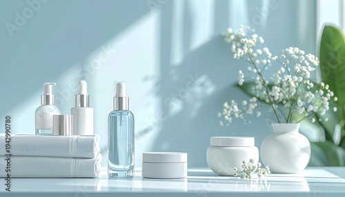 Dermatology skincare branding scene, fragrance-free concept.