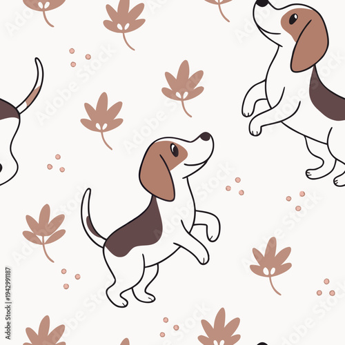 Pettern mit einem Beagle und Blättern