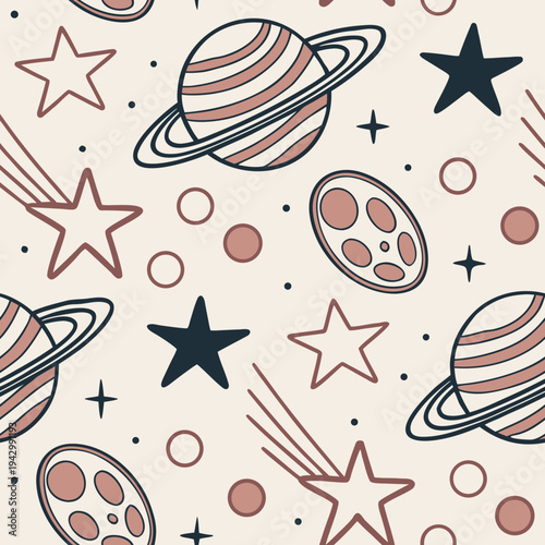 Pettern, Weltraum mit Planeten und Sternen