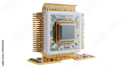 Wallpaper Mural Futuristic modular computer chip concept isolated on white background Torontodigital.ca