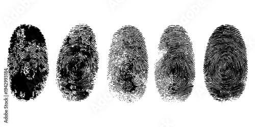 Abstract forensic grunge set fingerprint background texture. vector black grunge fingerprint distressed dirty background design element.