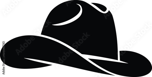 Classic cowboy hat silhouette with wide brim and high crown, iconic Western symbol for rodeo, country lifestyle, fashion, and cultural design