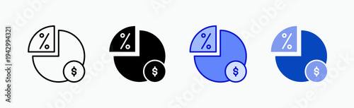 Dividends Icon Sheet Multiple Style Collection Isolated Vector