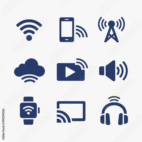 A set of audio and media controls icons focuses on simplicity, elegance, and ease of recognition. Vector Sign for Logos, Labels, and Icons