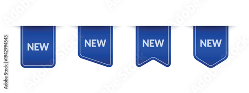 banner tag collection featuring sale and new labels. discount ribbons, shopping tags, and promotional element vector