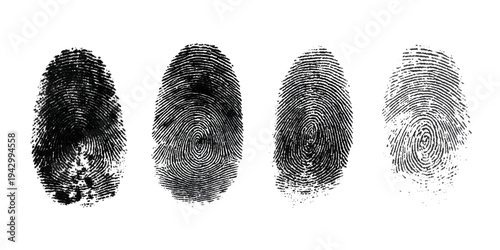 Abstract forensic grunge set fingerprint background texture. vector black grunge fingerprint distressed dirty background design element.