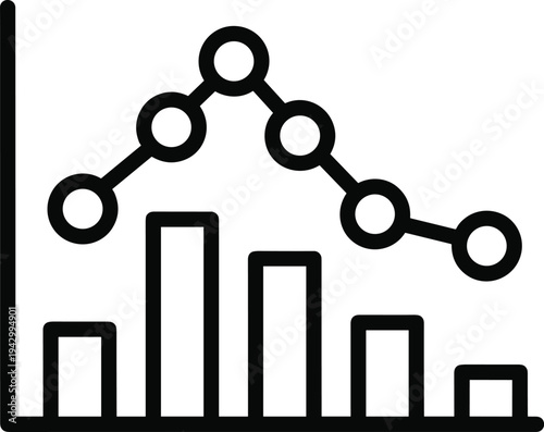 Stock market decline icon with bar graph and falling line chart showing financial loss and recession