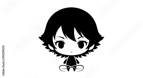 Anime character sitting meditation silhouette icon