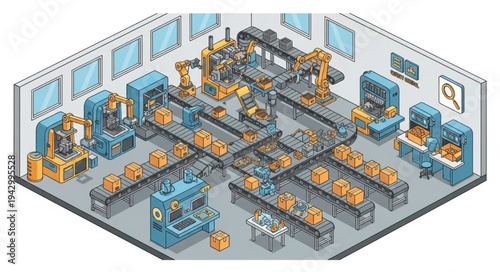 Industrial Factory Production Line Scene.